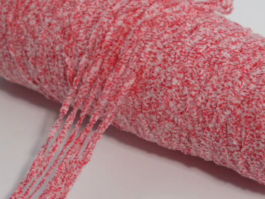 İki karışık renk chenille ipliği Chunky Dyeed 50% Polyester 50% Pamuk karışık beyaz nokta